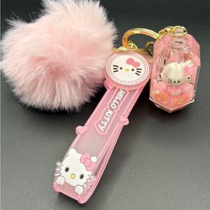Keychain‎ Pink Fluffy Ball Gem Pendant Cute Kawaii Accessory